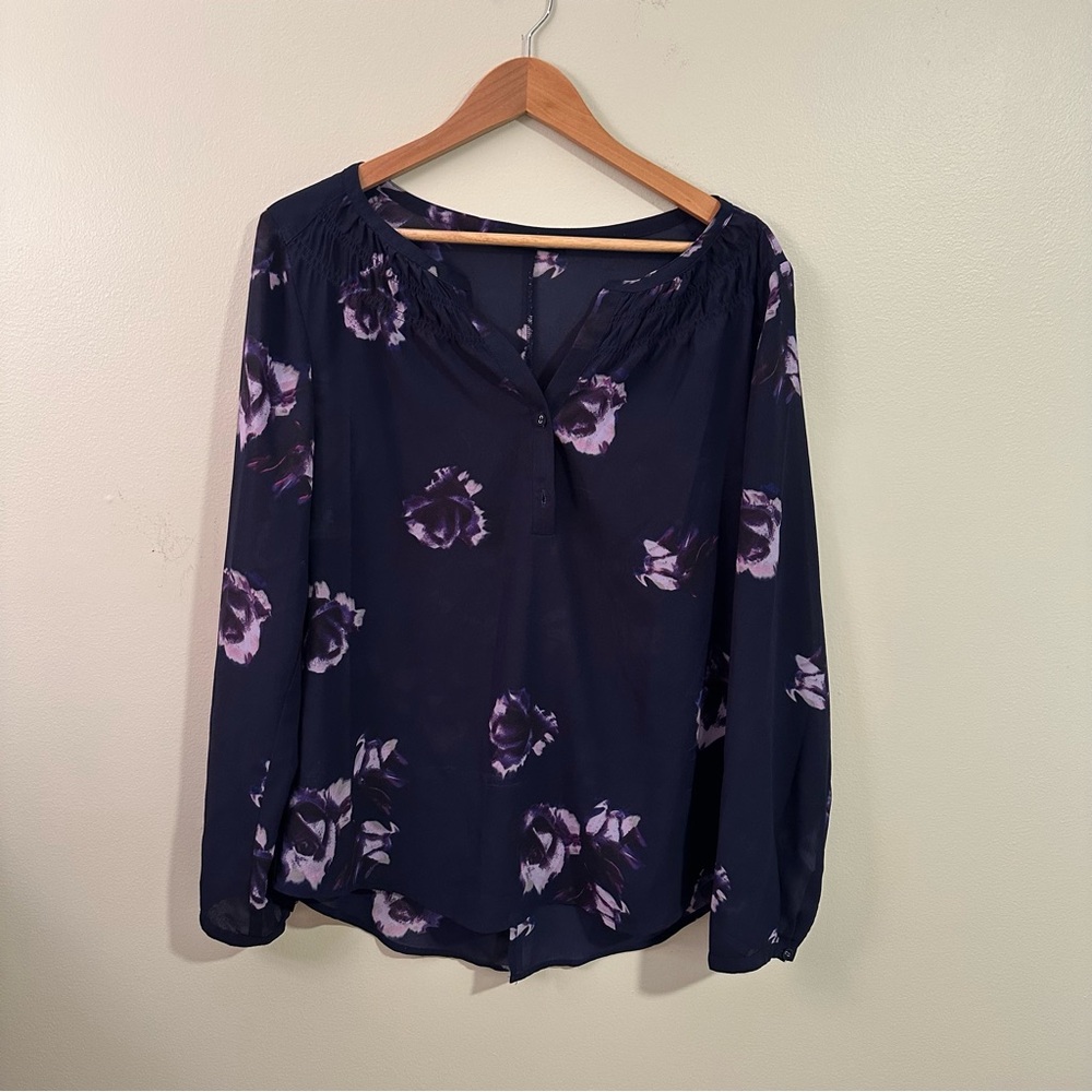 Sanctuary Navy and Purple Floral Blouse